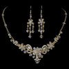 Gold Swarovski Crystal Bridal Wedding Jewelry Set & Tiara Set 7821
