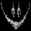 Bridal Wedding Necklace Earring Set NE 7821 Silver Clear