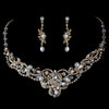 Gold Freshwater Pearl Jewelry 7825 & Bridal Wedding Headband 5508 Set