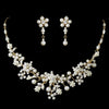 Beautiful Gold Ivory Pearl Bridal Wedding Jewelry Set NE 8001