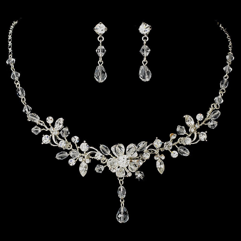 Clear Swarovski Crystal Couture Bridal Wedding Jewelry Set & Bridal Wedding Tiara Set 8003