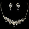 Silver Rum Pink Pearl, Rhinestone & Rondelle Bridal Wedding Jewelry Set 8005