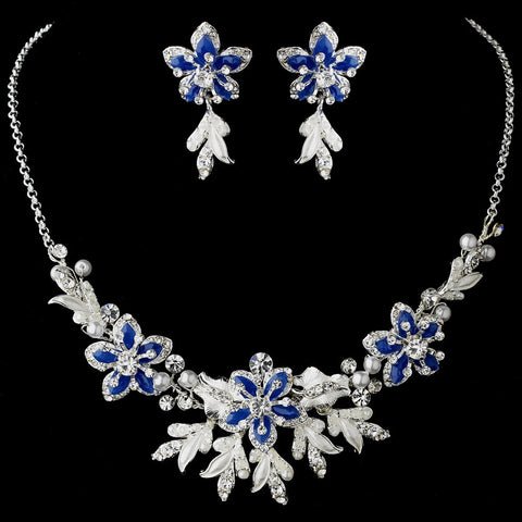 Stunning Sapphire Blue Bridal Wedding Jewelry Set NE 8100