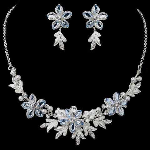 Stunning Light Blue Bridal Wedding Jewelry Set NE 8100
