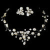 Freshwater Keshi Pearl & Crystal Bridal Wedding Necklace Earring Jewelry & Tiara Set 8134