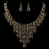 Gold Black Acrylic Stone Bib Fashion Statement Bridal Wedding Jewelry Set 82027