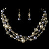 Gold Smoke Ivory Mix Pearl & Crystal Fashion Bridal Wedding Jewelry Set 82035