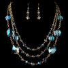Gold Blue Rondelle Crystal Beaded Fashion Statement Bridal Wedding Jewelry Set 82048