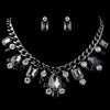 Hematite Smoke, Black & Clear Multi Cut Rhinestone Chain Statement Bridal Wedding Jewelry Set 82049