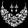 Rhodium Clear Pear Cut Rhinestone Statement Bridal Wedding Jewelry Set 82050