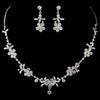 Silver Clear Rhinestone Floral Bridal Wedding Jewelry Set 8218