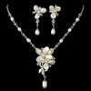 Silver Freshwater Pearl Bridal Wedding Jewelry Set NE 8262