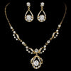 Gold Swarovski Bridal Wedding Jewelry Set & Headband Set NE 8265 & HP 8273