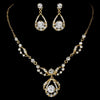 Gold Clear Round Rhinestone Bridal Wedding Jewelry Set 8265