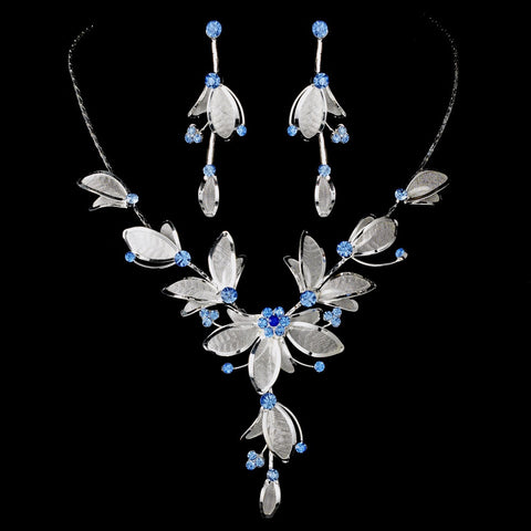 Bridal Wedding Necklace Earring Set NE 8280 Light Blue