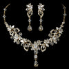 Light Gold Swarovski Bridal Wedding Necklace Earring Set NE 8308 & Bridal Wedding Headband 8273