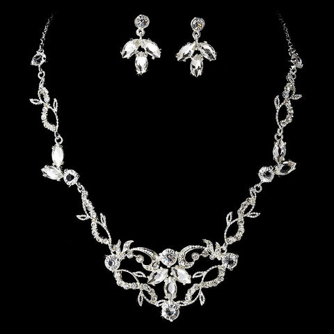 Silver Clear Rhinestone Bridal Wedding Jewelry Set 8311