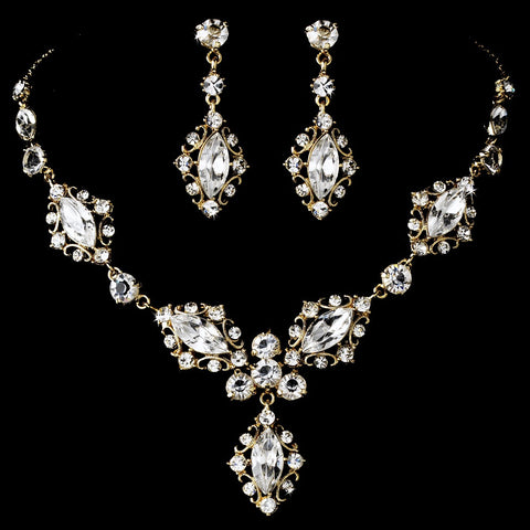 Gold Elegant Bridal Wedding Jewelry Set NE 8315