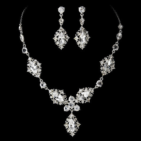 Vintage Silver Bridal Wedding Jewelry Set NE 8315