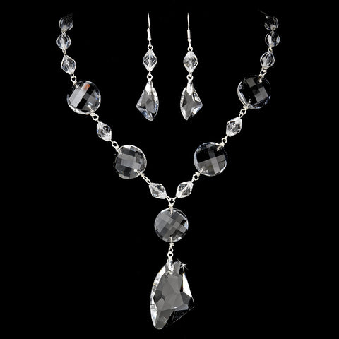 Silver Swarovski Crystal Bridal Wedding Jewelry Set NE 8317