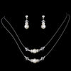 Bridal Wedding Necklace Earring Set NE 8359 Silver White