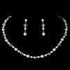 Bridal Wedding Necklace Earring Set NE 8365 Silver Ivory