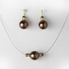 Pearl Bridal Wedding Necklace Earring Set NE 8369 Brown