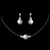 Pearl Bridal Wedding Necklace Earring Set NE 8369 White