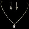 Gold Clear Teardrop Rhinestone Bridal Wedding Jewelry Set 8385