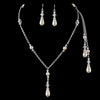 Silver Ivory/White Clear Bridal Wedding Necklace Earring Set 8433