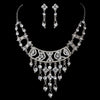 * Silver Clear Statement Bridal Wedding Necklace Earring Set 8448