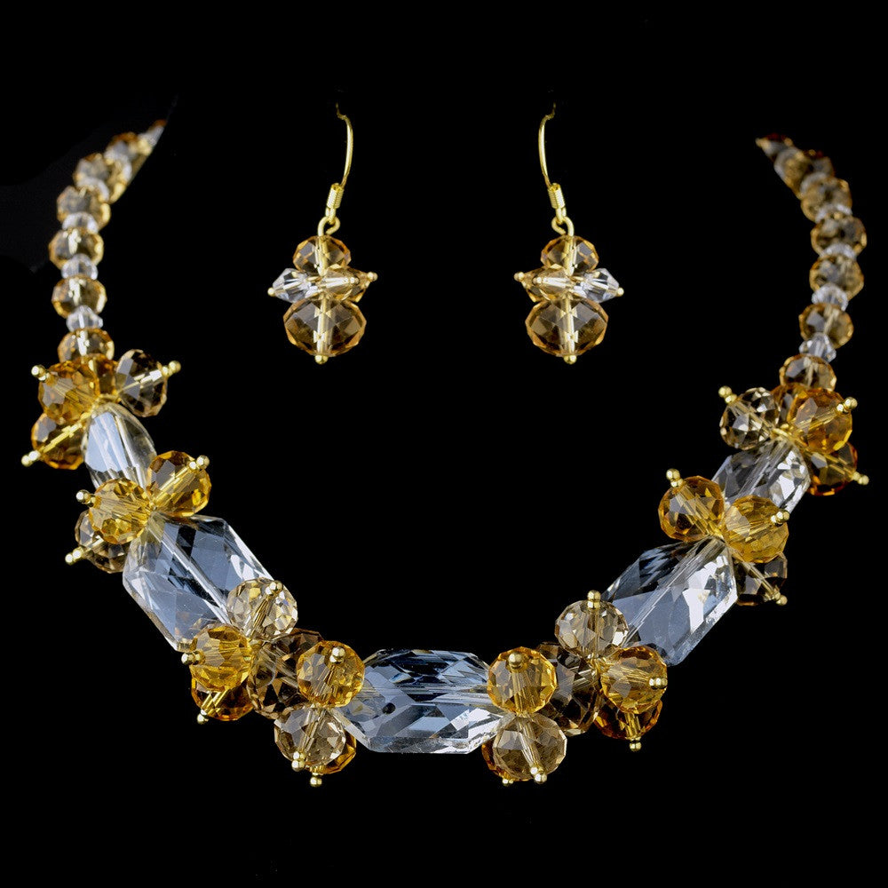 * Topaz Bridal Wedding Necklace Earring Set 8548