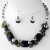 Black Bridal Wedding Necklace Earring Set 8548