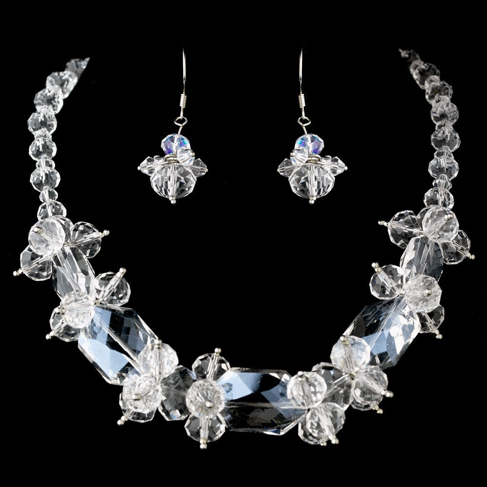 Clear Bridal Wedding Necklace Earring Set 8548