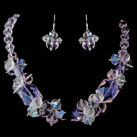 Pink Bridal Wedding Necklace Earring Set 8548