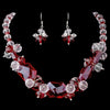 Red Bridal Wedding Necklace Earring Set 8548