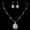 Silver Clear CZ Crystal Flower Bridal Wedding Jewelry Set 8609