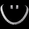 Silver Clear CZ Bridal Wedding Necklace & Earring Set 8616