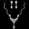 Silver Clear CZ Bridal Wedding Necklace & Earring Set 8621