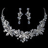 Silver Diamond White Pearl, Rhinestone & Swarovski Crystal Bead Floral Bridal Wedding Jewelry Set