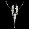 Silver Pearl & Austrian Crystal Bridal Wedding Necklace & Earrings Set NE 8702