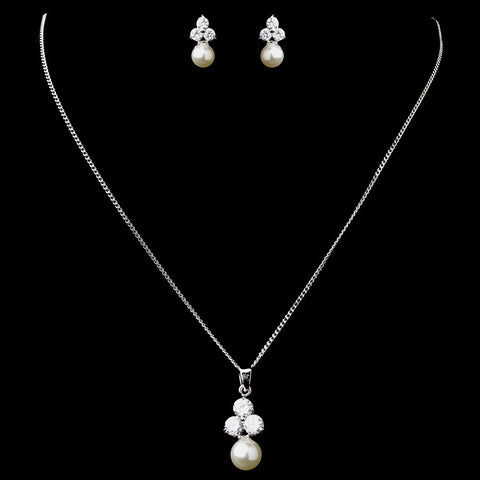 Pearl & CZ Bridal Wedding Jewelry Set 8720