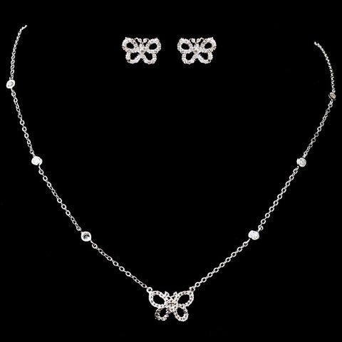 Butterfly CZ Bridal Wedding Necklace & Earring Set 8723