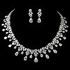 Antique Silver Clear CZ Crystal Bridal Wedding Jewelry Set 8758