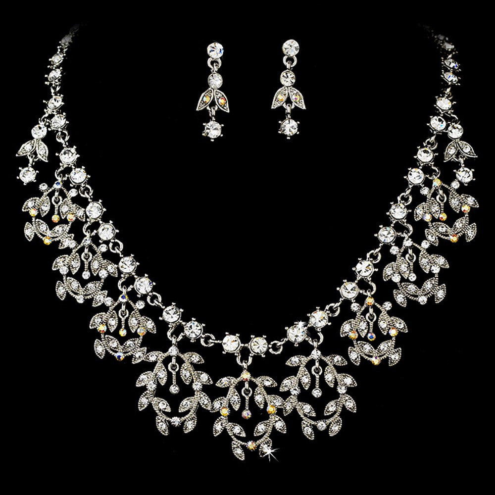 Vintage Dangle Statement Bridal Wedding Jewelry Set NE 905