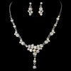 Bridal Wedding Necklace Earring Set NE 919 Silver AB