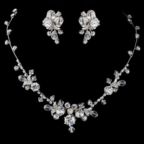 Silver Clear Swarovski Crystal Bread and Rhinestone Bridal Wedding Jewelry Set 9311