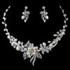 Silver Freshwater Pearl & Rhinestone Bridal Wedding Jewelry Set 9312