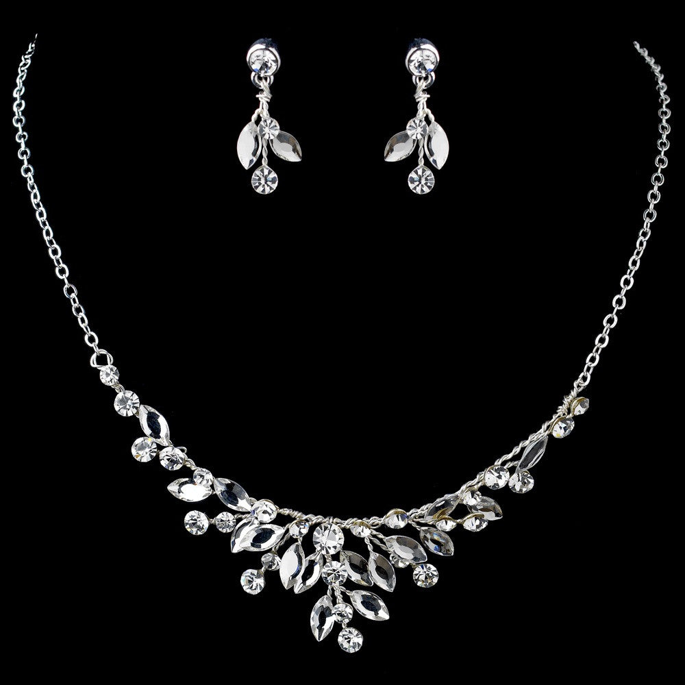 Silver Clear Rhinestone Bridal Wedding Jewelry Set 9314