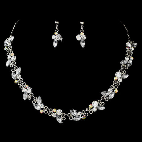 * Exquisite Silver AB Bridal Wedding Jewelry Set NE 931